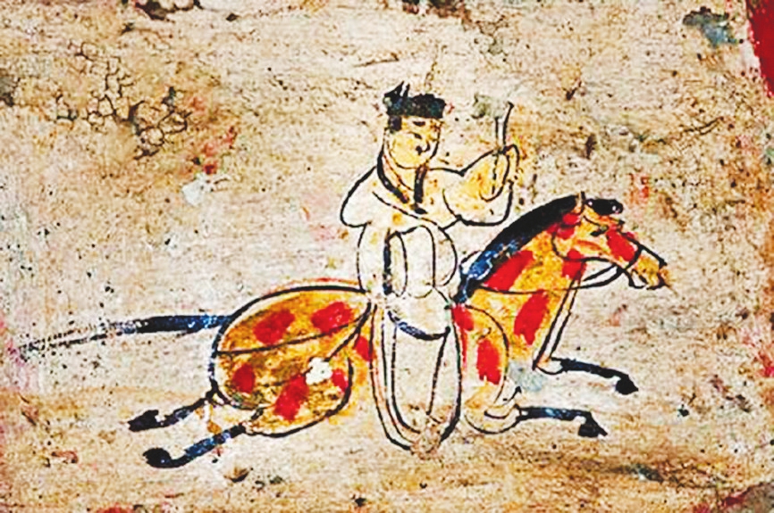 甘肃出土魏晋时期画像砖壁画《驿使图》