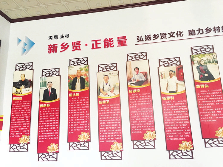 村史馆里展示着村里的"新乡贤"事迹.
