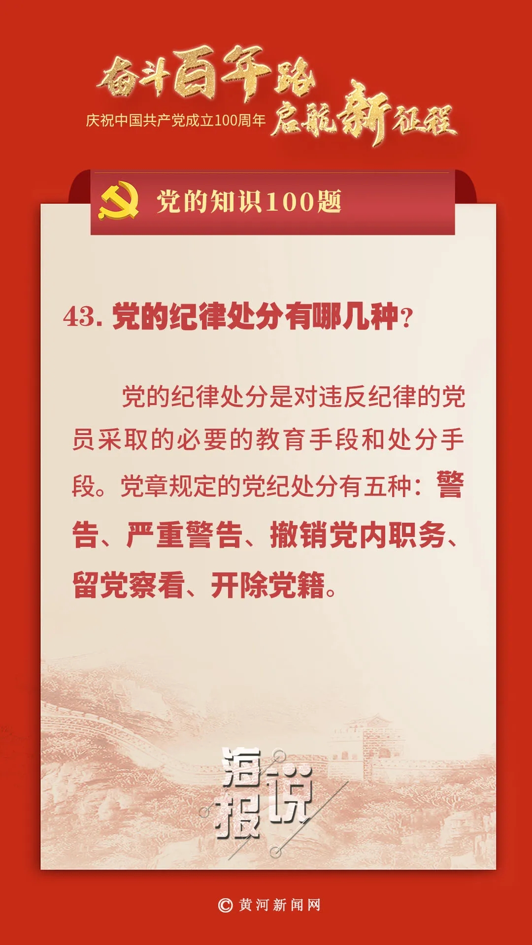 党的知识100题党的纪律处分有哪几种